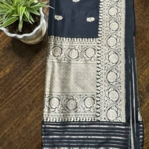 Black Katan Silk Kadhua Booti Dupatta