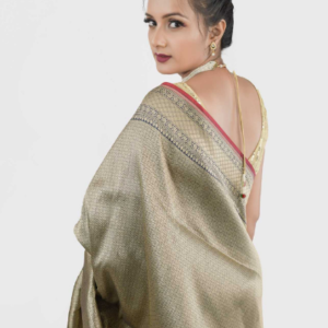 Navy blue & Dull Gold Pure Katan Silk Saree