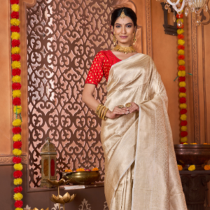 Pure Katan Silk Off White Saree