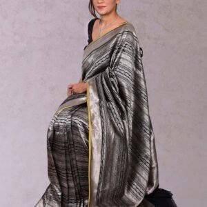 Black & Silver Tone pure katan Silk Saree
