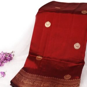 Pure katan Silk Glossy Maroon Colour Mashru Weave saree