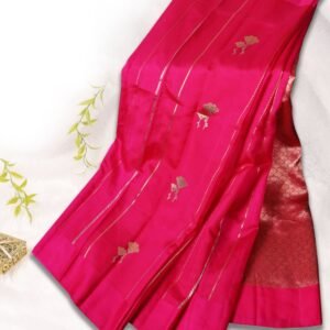Pure katan Silk Hot Pink Colour mashru weave saree