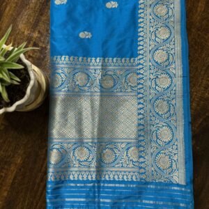 Blue Katan Silk Kadhua Booti Dupatta
