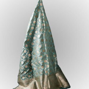 Light Blue Pure katan Silk Banarasi Handloom Dupatta