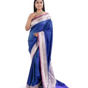 Pure Katan Silk Royal Blue and PurpleTanchoi Saree