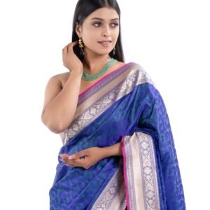 Pure Katan Silk Royal Blue and PurpleTanchoi Saree