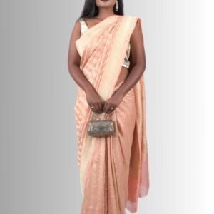 Peach Pure Khaddi georgette Saree