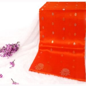 Pure Kora Silk Amber Orange kadhua bootagold zari saree