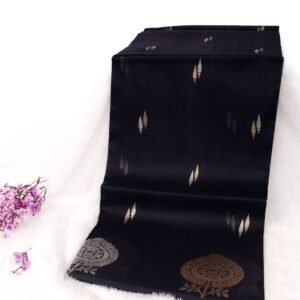 Pure Kora Silk Navy Blue Kadhuan Boota Gold And Silver Zari Saree