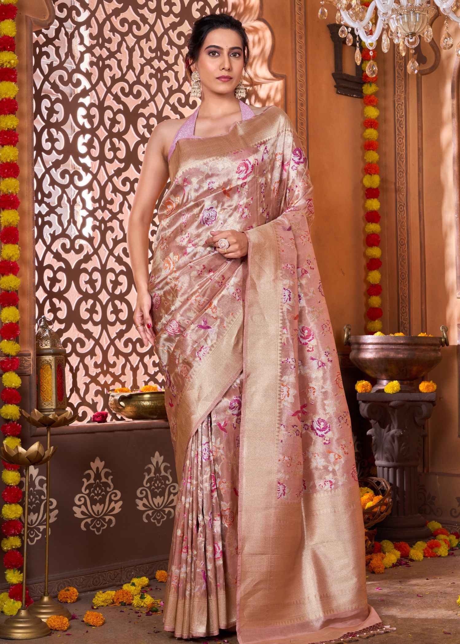 Pure Kora Tissue Shikargah Masterpiece Saree - Image 3