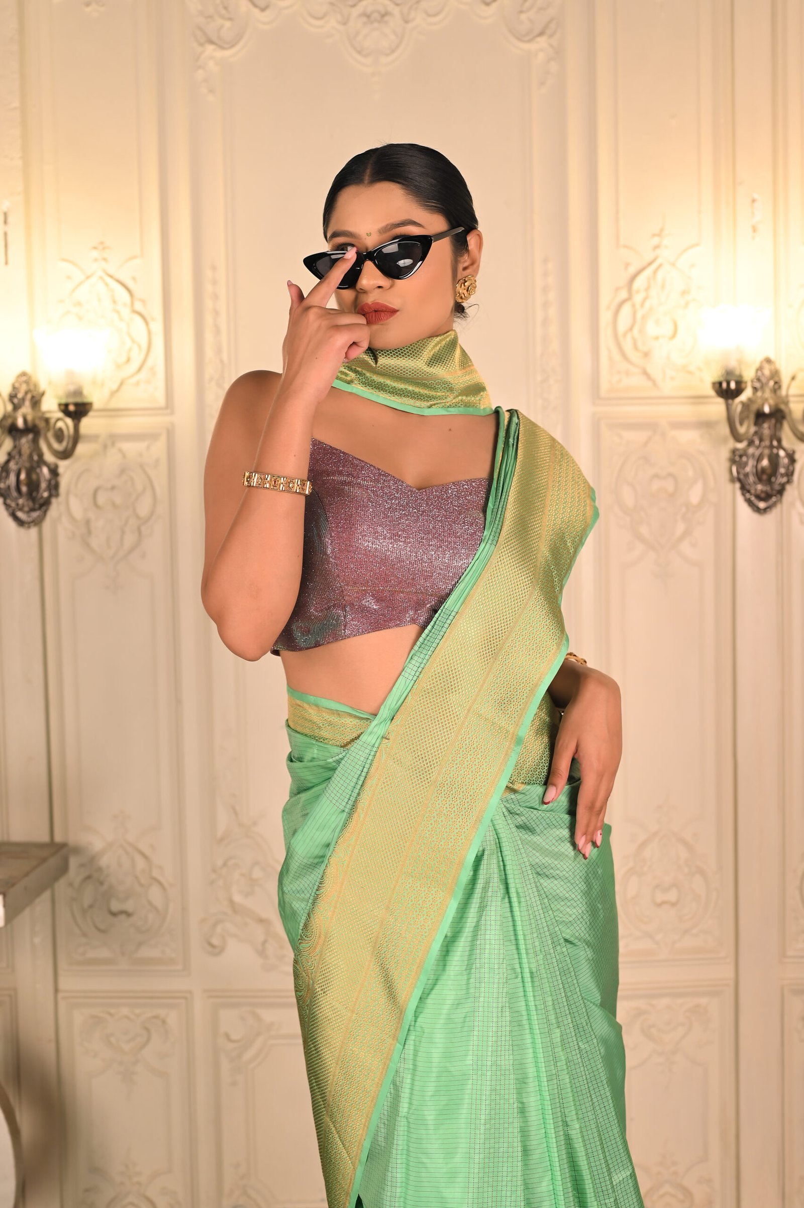 Pure Katan Silk Teal Green Masterpiece. Category- Katan Silk - Image 3