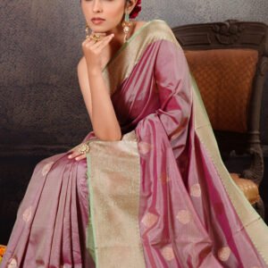 Pure Upada Silk Light Pink with Pastel Pista Green Handloom Saree